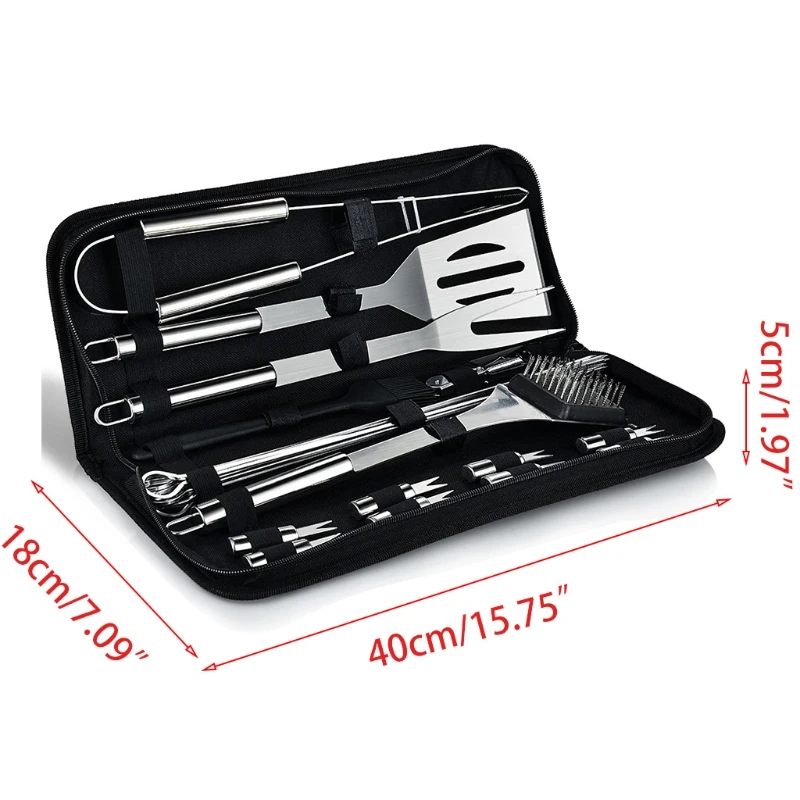 K3NA Self Service Barbecue Set 22 Pieces Outdoor Cooking Stainless Steel Barbecue Set Stainless Steel Fork Shovel Scraper
K3NA Self Service Barbecue Set 22 Pieces Outdoor Cooking Stainless Steel Barbecue Set Stainless Steel Fork Shovel Scraper