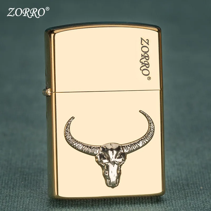 Chinese brand Zorro new kerosene grinding wheel type pure copper cattle head sticker personality male lighter
Chinese brand Zorro new kerosene grinding wheel type pure copper cattle head sticker personality male lighter