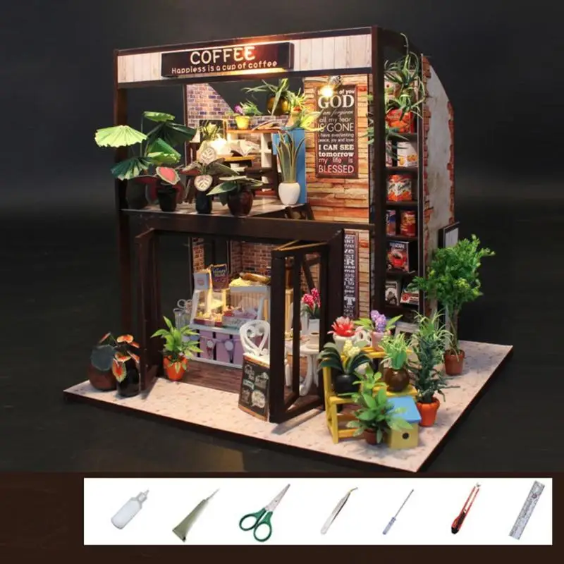 DIY Wooden Coffee House Toy Assembly Building Model Miniature Dollhouse Handicraft Birthday Gift
DIY Wooden Coffee House Toy Assembly Building Model Miniature Dollhouse Handicraft Birthday Gift