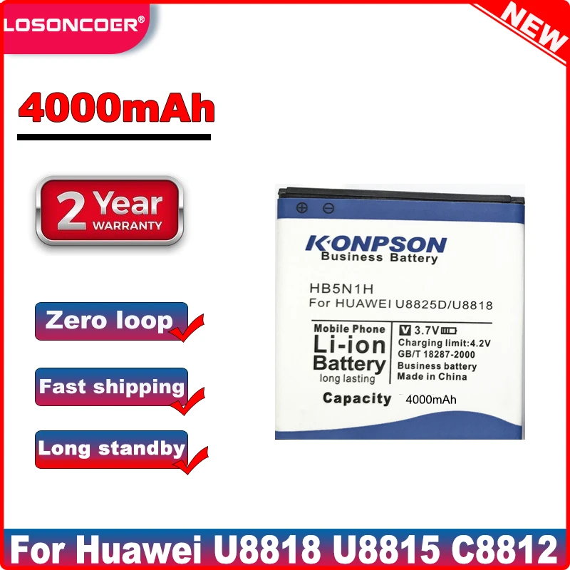 Аккумулятор G300 HB5N1H на 4000 мА · ч для Huawei U8818 U8815 C8812 U8825D C8825D T8828 M660 Y320 G330D G305T |