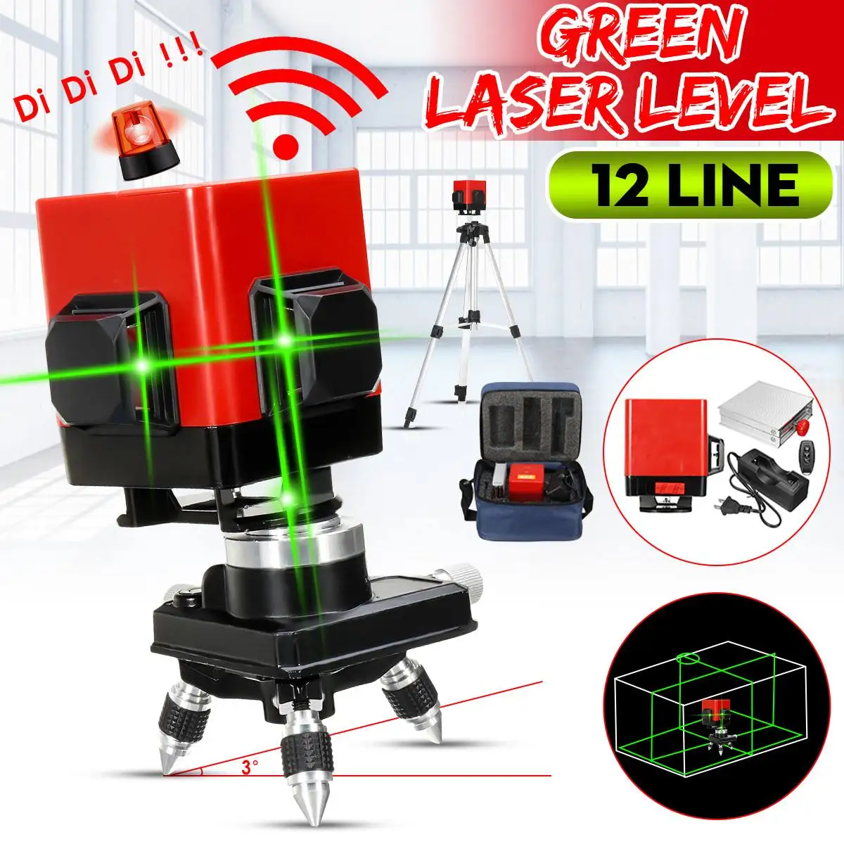 ZEAST 12 Lines Laser Level Power Green Light Self-Leveling 360 Horizontal&Vertical Lines Floor Tile Laser Level Wireless Remote
ZEAST 12 Lines Laser Level Power Green Light Self-Leveling 360 Horizontal&Vertical Lines Floor Tile Laser Level Wireless Remote