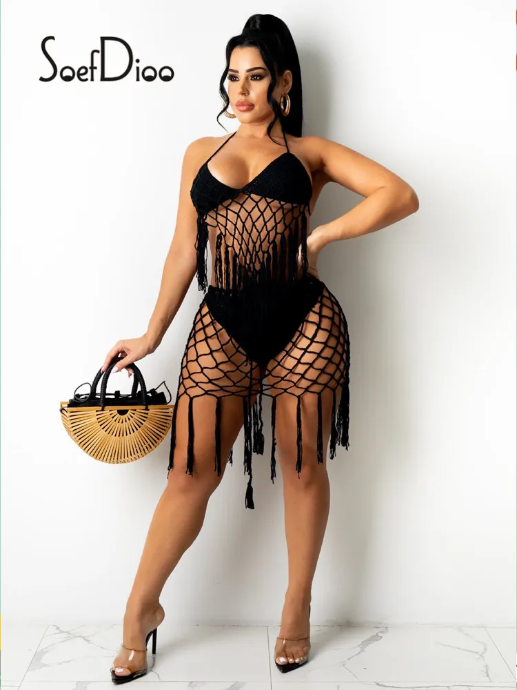 Soefdioo Sexy Swimwear 2 Piece Set Women Knitting Hollow Out Tassel Bikini Tops and Mini Skirt Matching Swimsuits Summer 2021
Soefdioo Sexy Swimwear 2 Piece Set Women Knitting Hollow Out Tassel Bikini Tops and Mini Skirt Matching Swimsuits Summer 2021