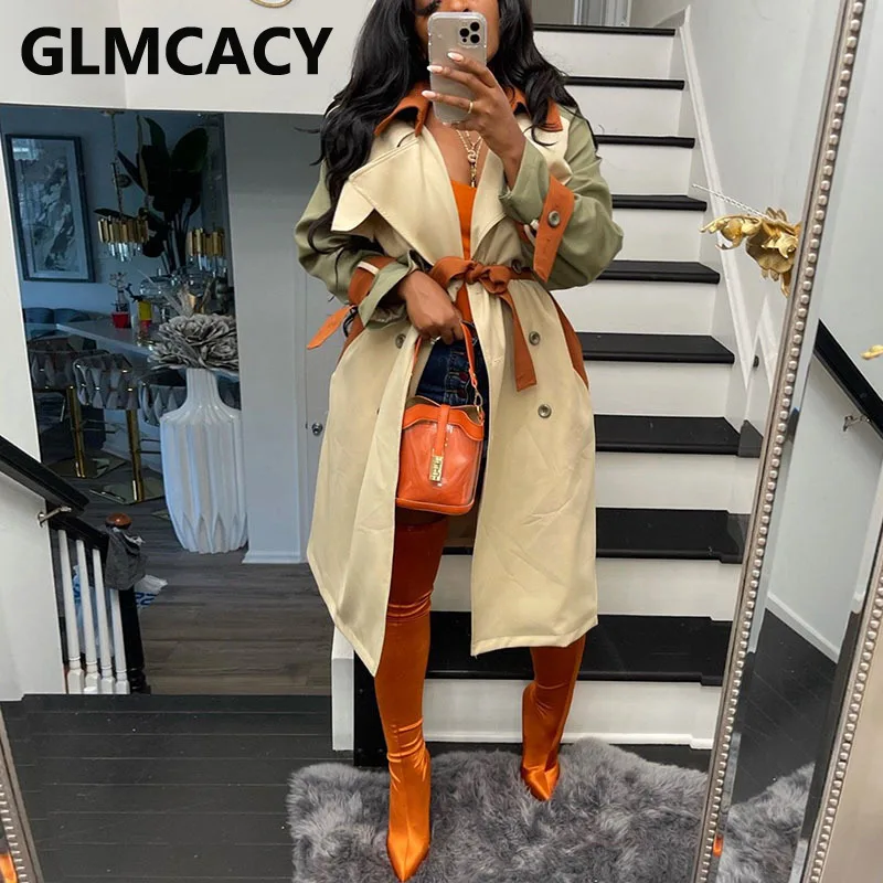 Women Long Sleeve Double Breasted Trench Coat Elegant Slim Windbreak Long Jacket
Women Long Sleeve Double Breasted Trench Coat Elegant Slim Windbreak Long Jacket