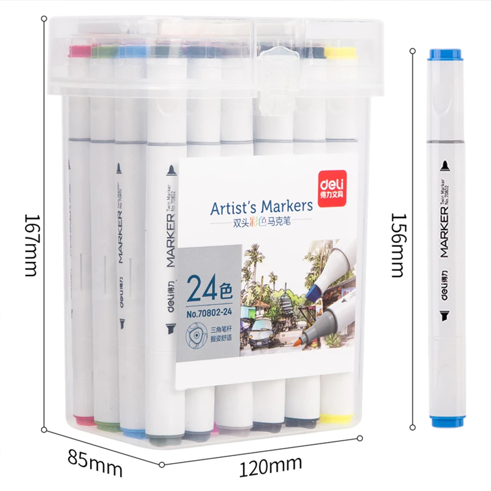 Deli Markers 12/24 Colors Art Markers Set Dual Headed Artist Sketch Alcohol Based Pen Markers For Drawing Manga Design Animation
Deli Markers 12/24 Colors Art Markers Set Dual Headed Artist Sketch Alcohol Based Pen Markers For Drawing Manga Design Animation