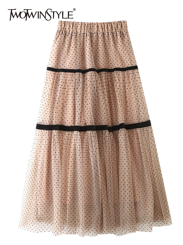 TWOTWINSTYLE Patchwork Mesh Slim Colorblock Temperament Skirt Female Gathered Waist Minimalist Skirts For Women Autumn 2021 New
TWOTWINSTYLE Patchwork Mesh Slim Colorblock Temperament Skirt Female Gathered Waist Minimalist Skirts For Women Autumn 2021 New