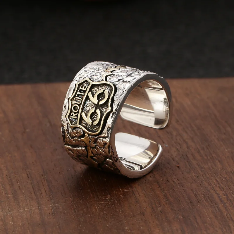 Freedom Road Route 66 Silver Ring Men's Motorcycle Punk 925 Sterling Silver Ring Opening Index Finger Thai Silver Retro
Freedom Road Route 66 Silver Ring Men's Motorcycle Punk 925 Sterling Silver Ring Opening Index Finger Thai Silver Retro