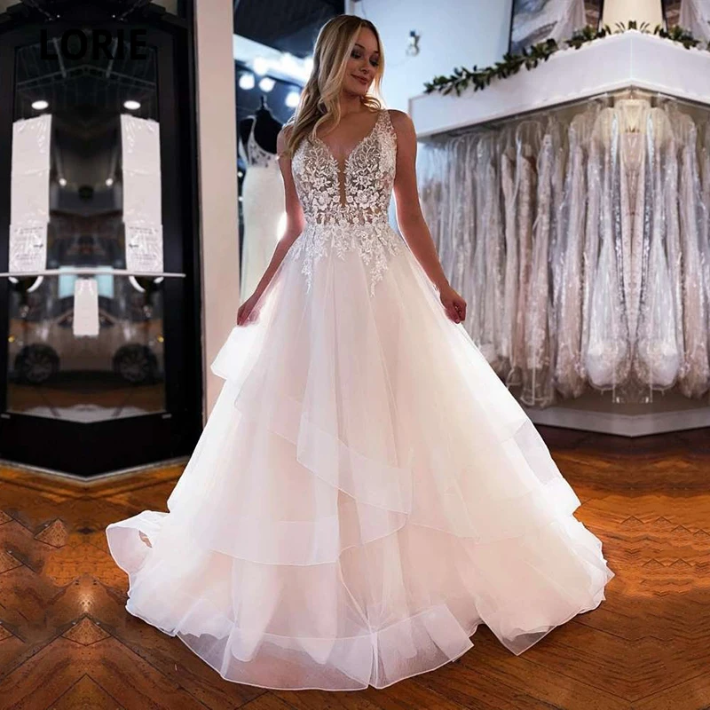 LORIE Princess Wedding Dresses V-Neck Appliques Lace Custom Made Beach A-Line Wedding Bridal Gown 2021 suknia slubna
LORIE Princess Wedding Dresses V-Neck Appliques Lace Custom Made Beach A-Line Wedding Bridal Gown 2021 suknia slubna