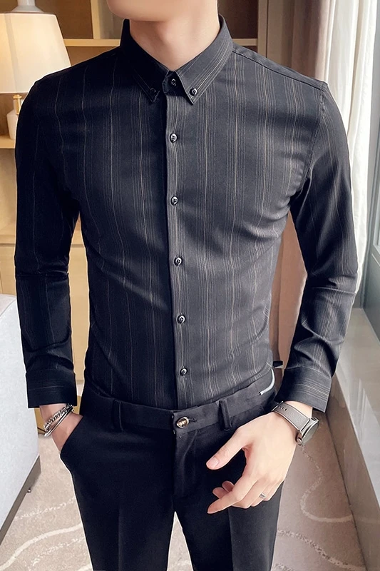 2021 New Men Shirts British Style Striped Business Dress Shirts Long Sleeve Slim Fit Casual Shirt Social Blouse Camisa Masculina
2021 New Men Shirts British Style Striped Business Dress Shirts Long Sleeve Slim Fit Casual Shirt Social Blouse Camisa Masculina