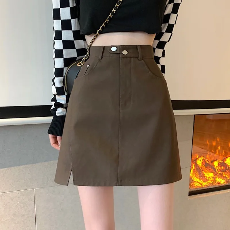 Women High Waist Mini Skirts New 2022 Spring Fashion Korean Style Solid Color PU Leather Ladies A-line Short Skirt T074
Women High Waist Mini Skirts New 2022 Spring Fashion Korean Style Solid Color PU Leather Ladies A-line Short Skirt T074