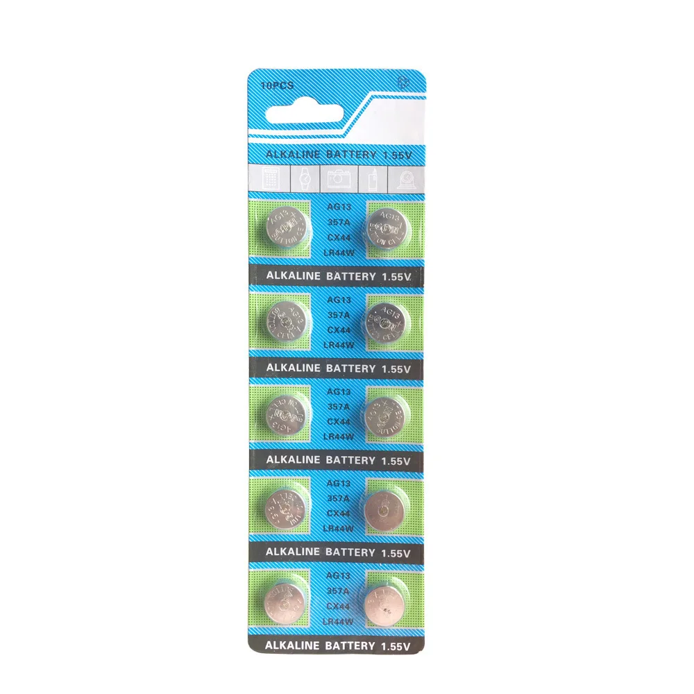 10 шт. аккумулятор LR44 L1154 RW82 RW42 SR1154 SP76 A76 357A pila lr44 SR44 AG 13 с литиевой кнопкой|Часовые