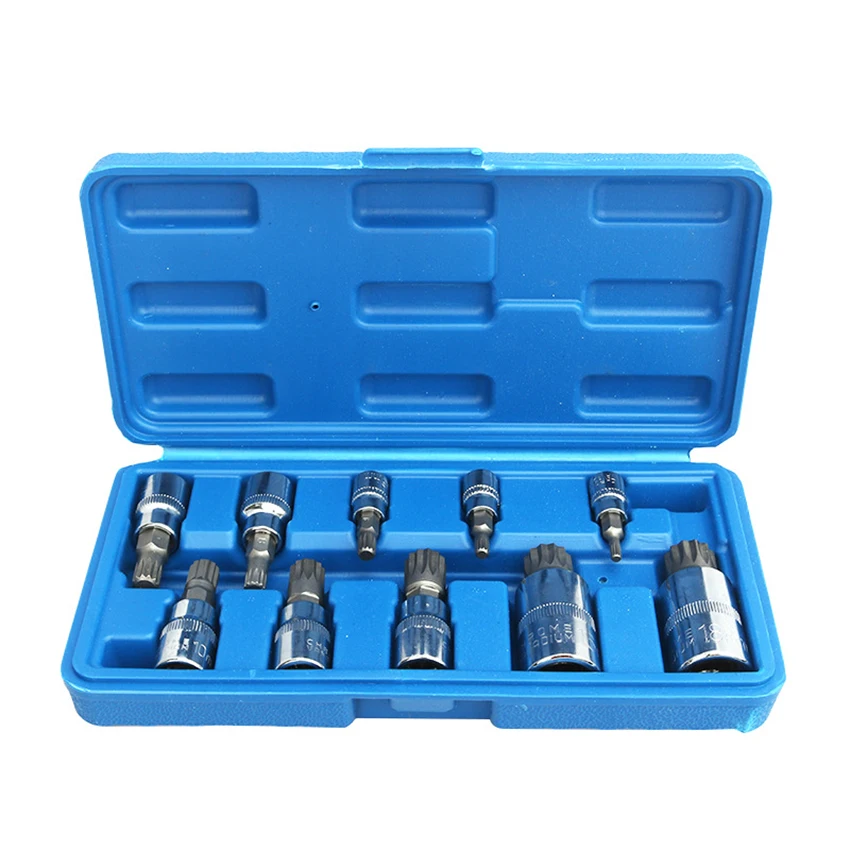 10PCS/Set Mechanics Socket Ratcheting Socket with Carrying Case CR-V Machined Bit 12-Point Bit Socket, 1/4", 3/8", & 1/2" Drives
10PCS/Set Mechanics Socket Ratcheting Socket with Carrying Case CR-V Machined Bit 12-Point Bit Socket, 1/4", 3/8", & 1/2" Drives