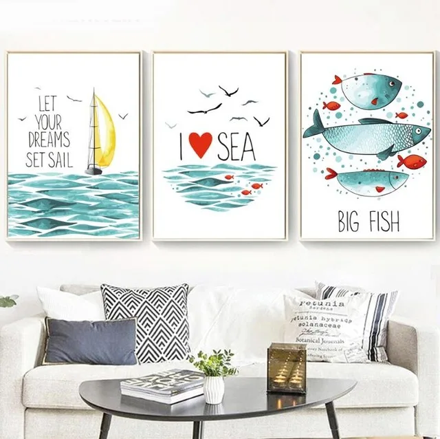 Kawaii Watercolor Cartoon Fish Sailing Sea Landscape Posters Nordic Wall Art Canvas Painting Decoration for Baby Children Room
Kawaii Watercolor Cartoon Fish Sailing Sea Landscape Posters Nordic Wall Art Canvas Painting Decoration for Baby Children Room