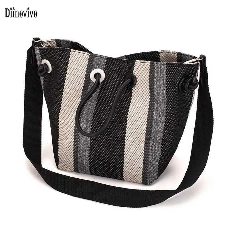 Diinovivo New Stripe Bucket Bag Women Crossbody Bag Fashion Small Canvas Bags Drawstring Design Lady Shoulder Bag WHDV1782
Diinovivo New Stripe Bucket Bag Women Crossbody Bag Fashion Small Canvas Bags Drawstring Design Lady Shoulder Bag WHDV1782