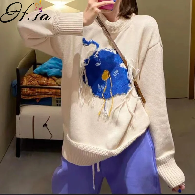 Hsa Autumn And Winter Sweater Pullovers Women's O Neck Pullover Sweater Handmade Hook Tassel Sweaters Korean Style Winter Jumper
Hsa Autumn And Winter Sweater Pullovers Women's O Neck Pullover Sweater Handmade Hook Tassel Sweaters Korean Style Winter Jumper