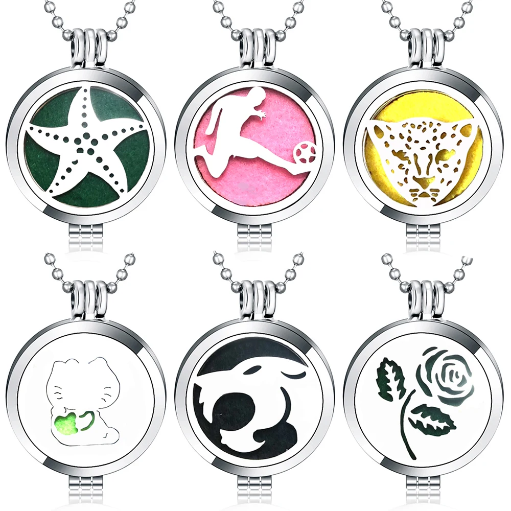 New Aromatherapy Diffuser Necklace Open Essential Oil Perfume Locket Play Football Stainless Steel Pendant Women Simple Jewelry 
New Aromatherapy Diffuser Necklace Open Essential Oil Perfume Locket Play Football Stainless Steel Pendant Women Simple Jewelry