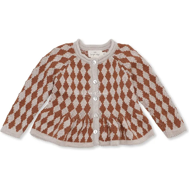 EnkeliBB 20% Wool Toddler Girl Knitted Sweaters diamond Button Tops konges Kids Girls Winter Red Yellow Sweater With Ruffle Hem 
EnkeliBB 20% Wool Toddler Girl Knitted Sweaters diamond Button Tops konges Kids Girls Winter Red Yellow Sweater With Ruffle Hem