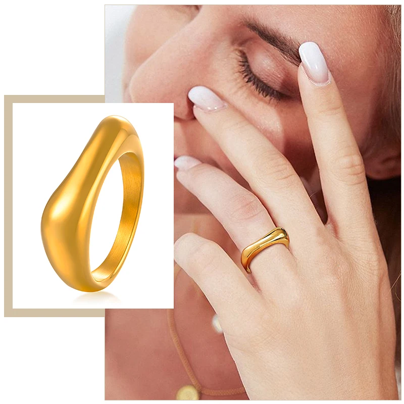 Gold Color Stainless Steel Women Rings,Chic Irregular Metal Finger Bands Jewelry, Minimalist Birthday Party Gift to Her
Gold Color Stainless Steel Women Rings,Chic Irregular Metal Finger Bands Jewelry, Minimalist Birthday Party Gift to Her