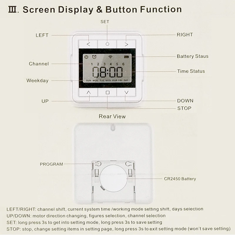 Universal Wireless 433 Mhz Timer Remote Control Switch AC226 Receiver Timing Controller For Motorized Blinds Automated Curtain
Universal Wireless 433 Mhz Timer Remote Control Switch AC226 Receiver Timing Controller For Motorized Blinds Automated Curtain