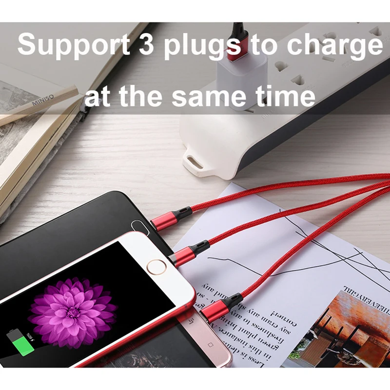 3 в 1 Micro USB Type C зарядный кабель с несколькими USB-портами USB-C мобильный телефон