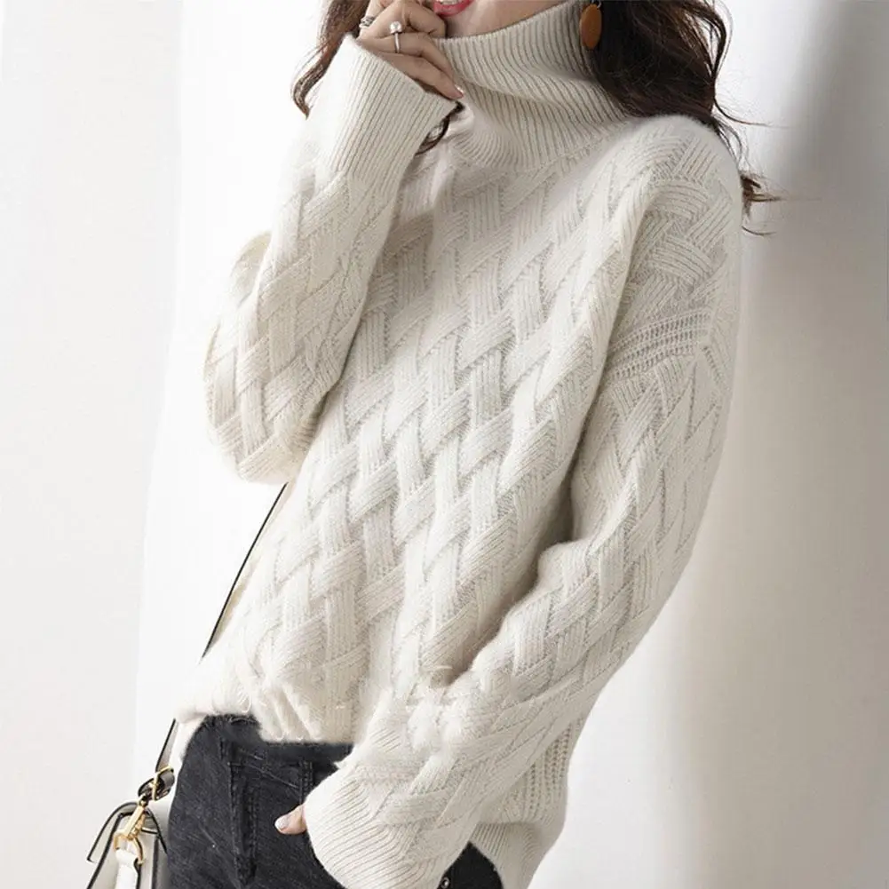 Женский свитер с высоким воротником, однотонный вязаный Свободный пуловер с высоким воротником, свитер, модель Q6T2
Женский свитер с высоким воротником, однотонный вязаный Свободный пуловер с высоким воротником, свитер, модель Q6T2