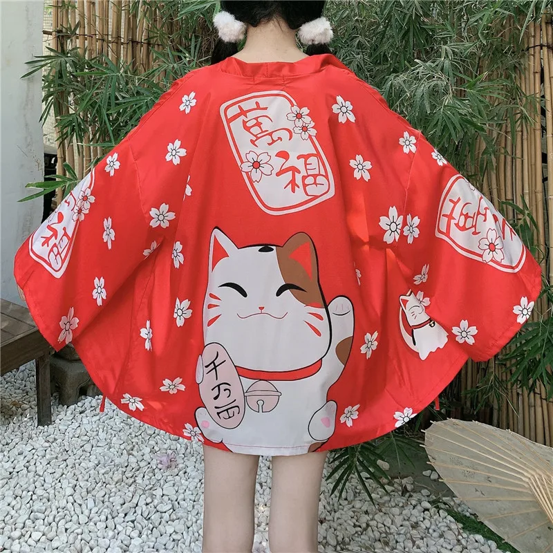 Harajuku Cardigan Japanese Kimono Fashion Asia Black White Lucky Cat Loose Girls Blouse Tops Summer Woman Kimonos Cosplay Yukata
Harajuku Cardigan Japanese Kimono Fashion Asia Black White Lucky Cat Loose Girls Blouse Tops Summer Woman Kimonos Cosplay Yukata