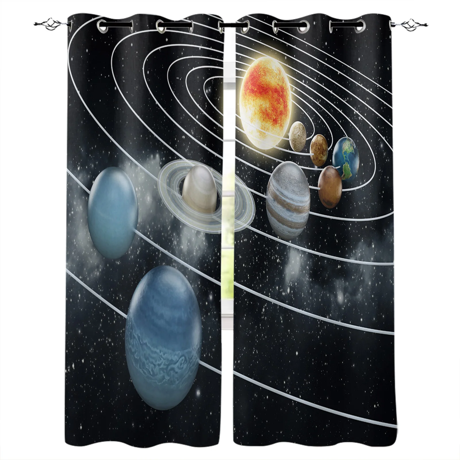 

Planet Solar System Space Alien Modern Blackout Curtains For Living Room Bedroom Window Treatment Blinds Drapes Kitchen Curtains