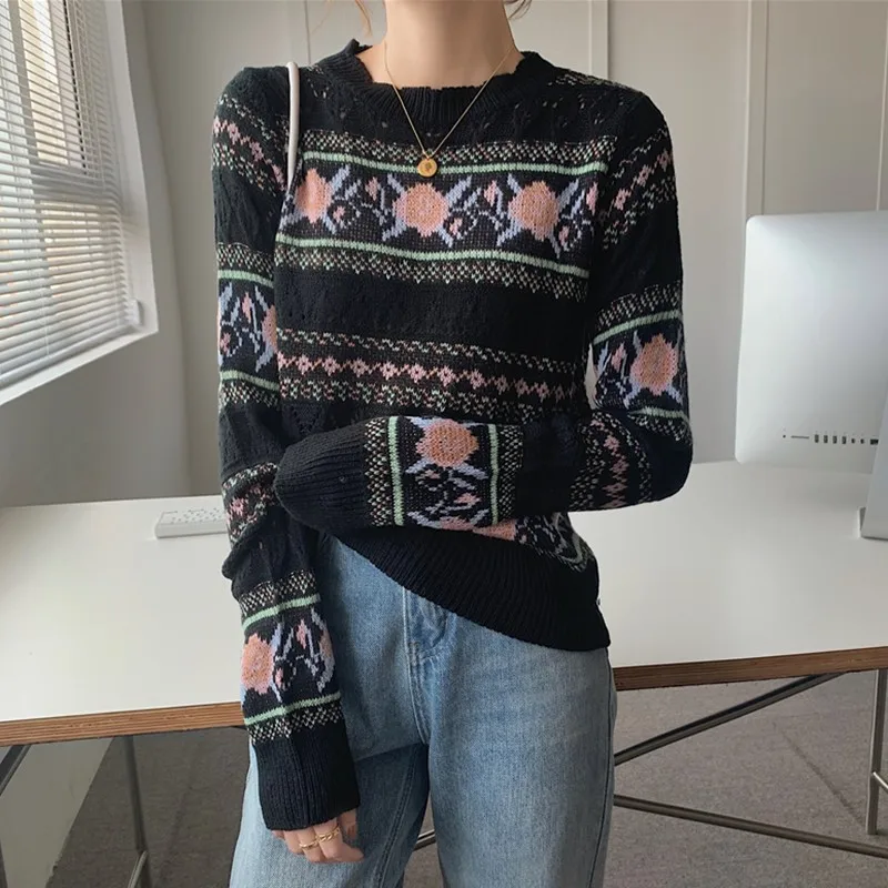 Women Long Sleeve Casual Sweater New Arrival 2021 Autumn Korean Style Floral Print Loose Ladies Thin Knitted Pullovers W552
Women Long Sleeve Casual Sweater New Arrival 2021 Autumn Korean Style Floral Print Loose Ladies Thin Knitted Pullovers W552