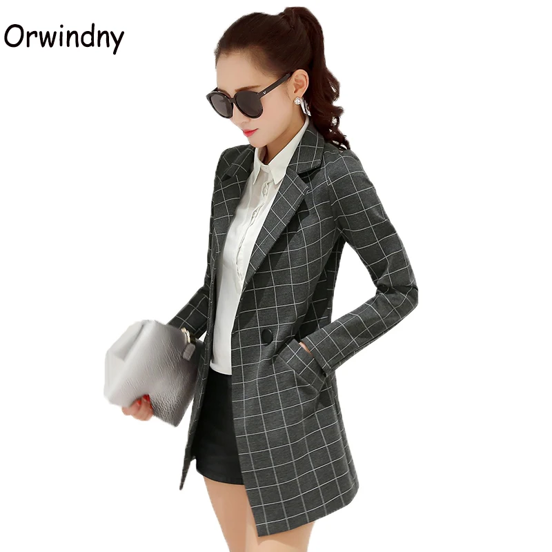Women's Spring Blazer New Fashion Plaid Long Female Blazers Single Button Clothing Outerwear S-3XL Suit Coat Orwindny
Women's Spring Blazer New Fashion Plaid Long Female Blazers Single Button Clothing Outerwear S-3XL Suit Coat Orwindny