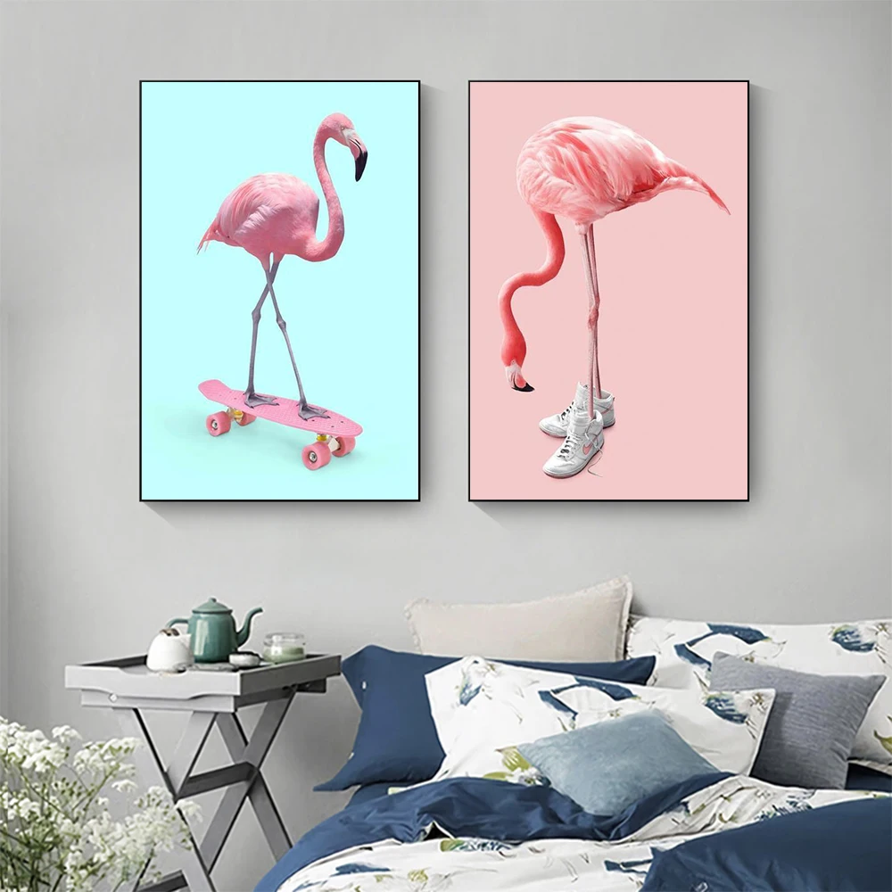 Skateboard Flamingo Canvas Painting Funny Animal Poster and Picture Wall Art Canvas Print For Kids Room Home Decoration Mural
Skateboard Flamingo Canvas Painting Funny Animal Poster and Picture Wall Art Canvas Print For Kids Room Home Decoration Mural