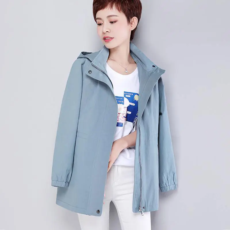 Spring Autumn Trench Coat Women's Large Size Loose Long Sleeve Jacket Middle Aged Lady Solid Color Hoodied Windbreaker Female
Spring Autumn Trench Coat Women's Large Size Loose Long Sleeve Jacket Middle Aged Lady Solid Color Hoodied Windbreaker Female