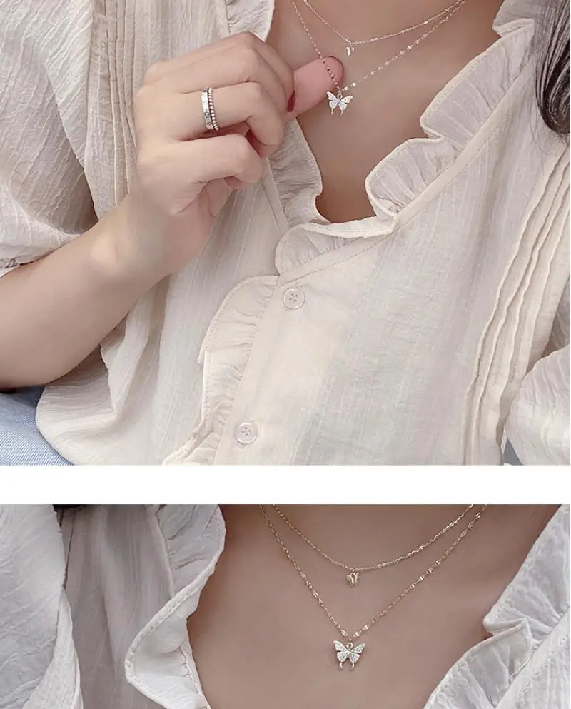 Double-layer 925 Sterling Silver Necklace Clavicle Butterfly Diamond Pendant Necklace Female ins Cold Wind Style Chain
Double-layer 925 Sterling Silver Necklace Clavicle Butterfly Diamond Pendant Necklace Female ins Cold Wind Style Chain