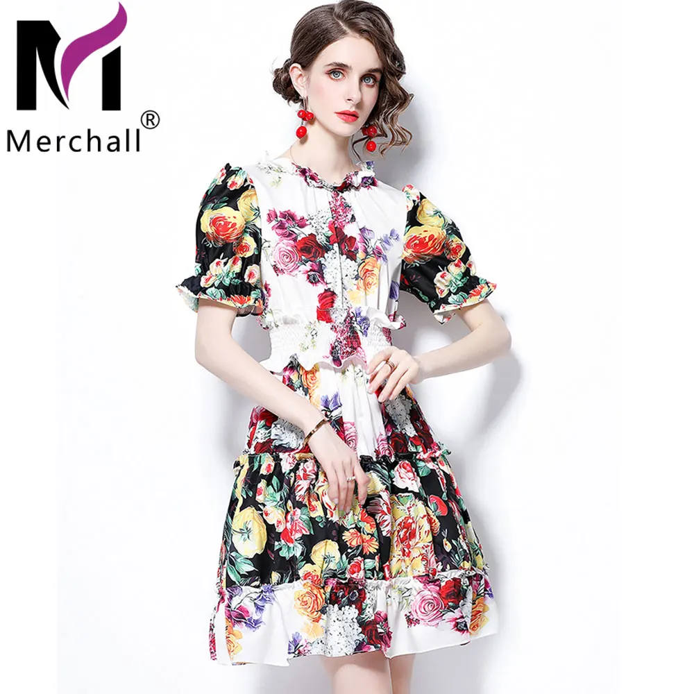 Merchall 2021 Summer Ruffled Neck Elastic Waist Mini Dress Woman Flower Print Puff Sleeve Buttons Holiday Beach Dresses M62071 
Merchall 2021 Summer Ruffled Neck Elastic Waist Mini Dress Woman Flower Print Puff Sleeve Buttons Holiday Beach Dresses M62071