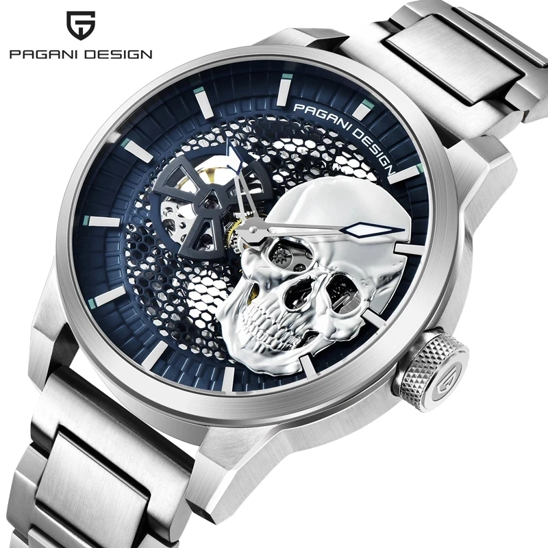 PAGANI DESIGN Skeleton Skull Men's Mechanical Watches Top Brand Stainless Steel Waterproof Automatic Watch Sapphire Glass Clock
PAGANI DESIGN Skeleton Skull Men's Mechanical Watches Top Brand Stainless Steel Waterproof Automatic Watch Sapphire Glass Clock