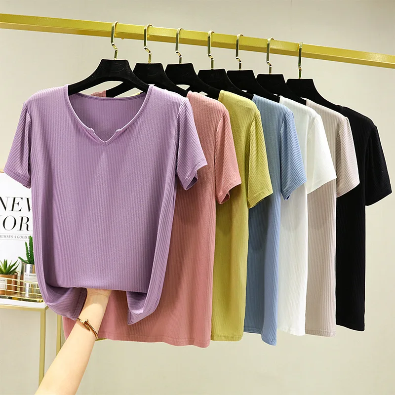 Woman T Shirts Pure Color Solid Tops Bright Color Short Sleeve Fashion Basic T-shirt Female 2021 Summer Sexy V Neck Crop Tops
Woman T Shirts Pure Color Solid Tops Bright Color Short Sleeve Fashion Basic T-shirt Female 2021 Summer Sexy V Neck Crop Tops
