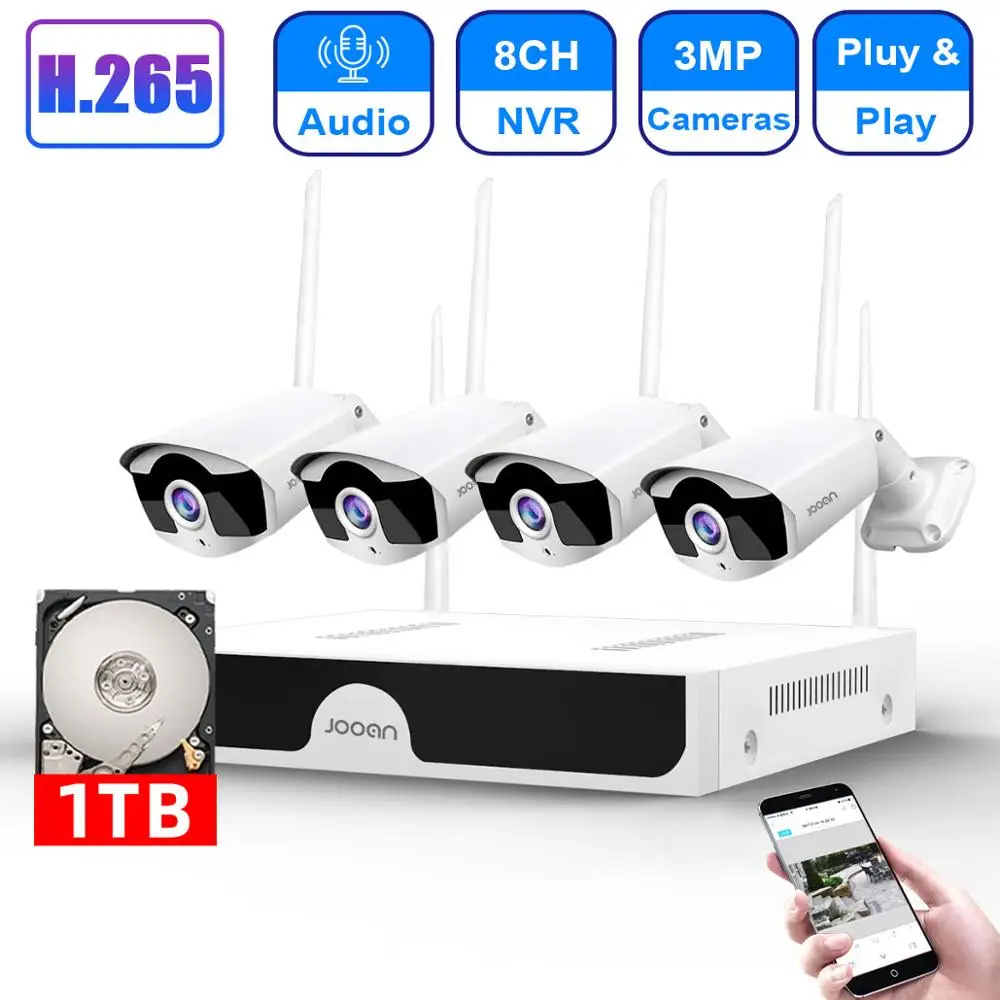 CCTV Camera System Wireless HD 8CH NVR 3MP Wifi Camera Kit Audio Video Surveillance Home Security Set 1TB Hard Drive Disk
CCTV Camera System Wireless HD 8CH NVR 3MP Wifi Camera Kit Audio Video Surveillance Home Security Set 1TB Hard Drive Disk