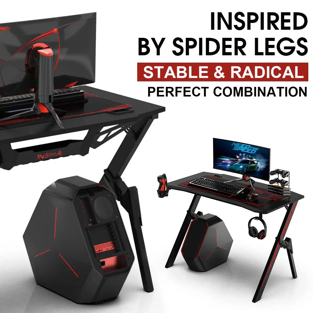 43.3" Game Table Professional Internet Cafe Game Computer Table With Cable Management Box Cup Holder Headphone Hook & Mouse Pad
43.3" Game Table Professional Internet Cafe Game Computer Table With Cable Management Box Cup Holder Headphone Hook & Mouse Pad