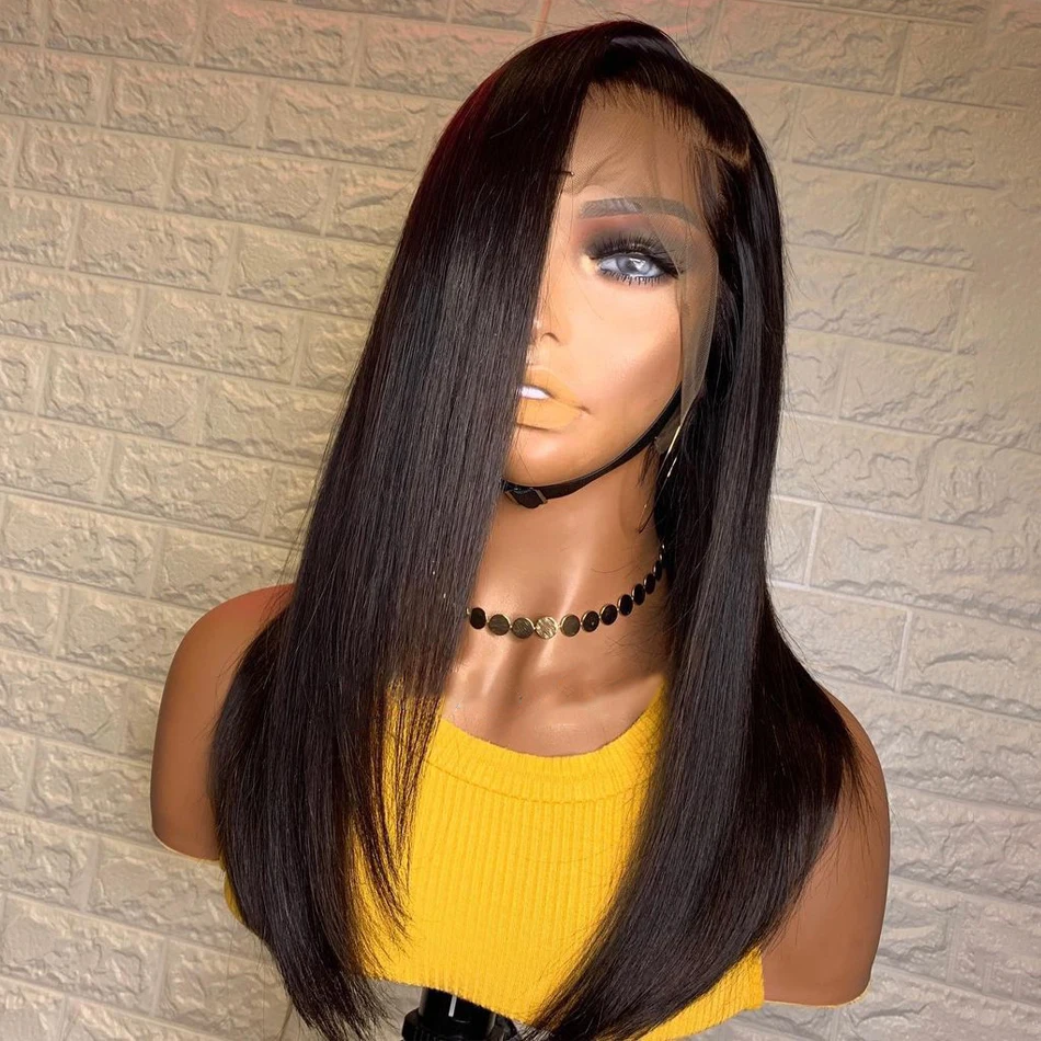 

Remy Silky Straight 13*4/6 Lace Front Human Wigs Natural Hairline 5x5 PU Lace Wig Jet Black Colored U Part Wig For Black Women