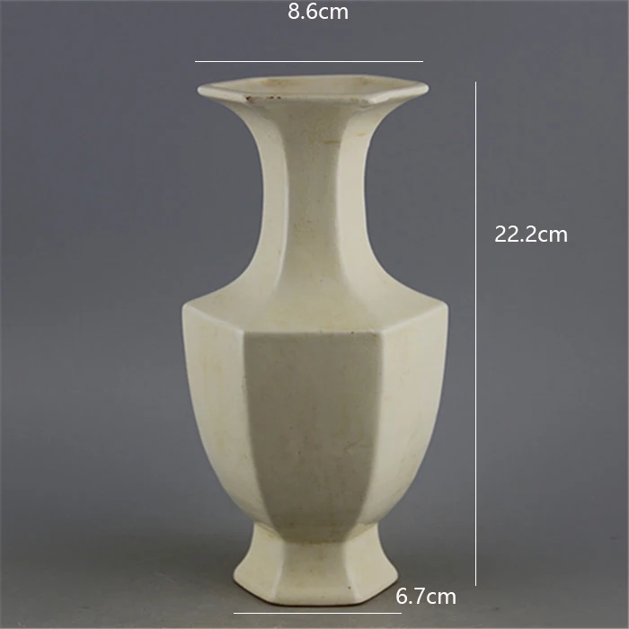 

hexagon fishtail vase with white glaze of song Ding kiln used as antique imitations of ancient porcelain bottles unearthed