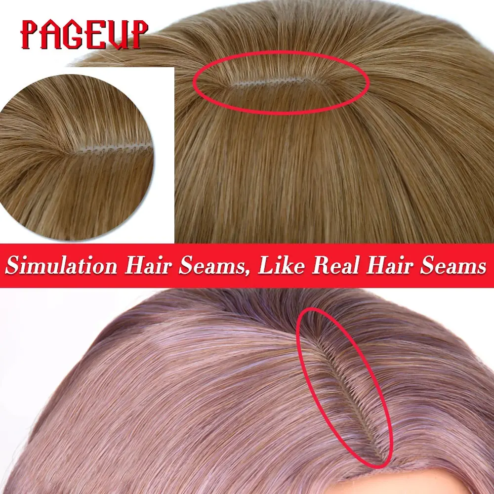 Pageup длинный черный коричневый термостойкий синтетический вьющийся парик 10