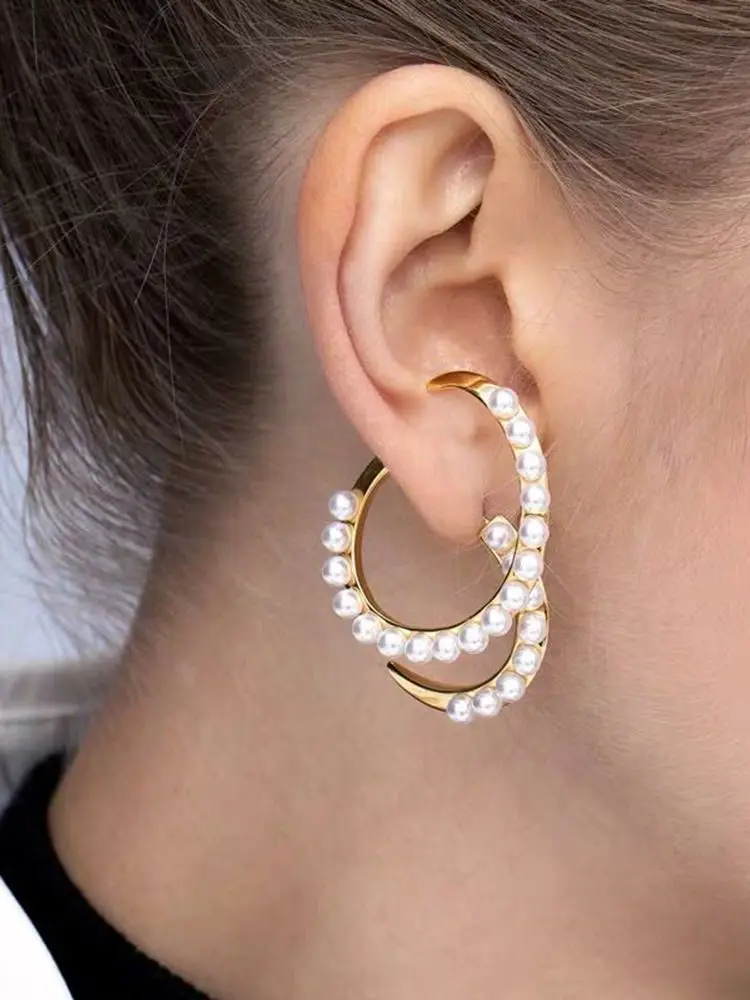 Geometric Spiral Cross Alloy Stud Earrings Simple Plain Gold Color Metal Pearl Hoop Earrings Fashion Big Circle Hoops Statement
Geometric Spiral Cross Alloy Stud Earrings Simple Plain Gold Color Metal Pearl Hoop Earrings Fashion Big Circle Hoops Statement