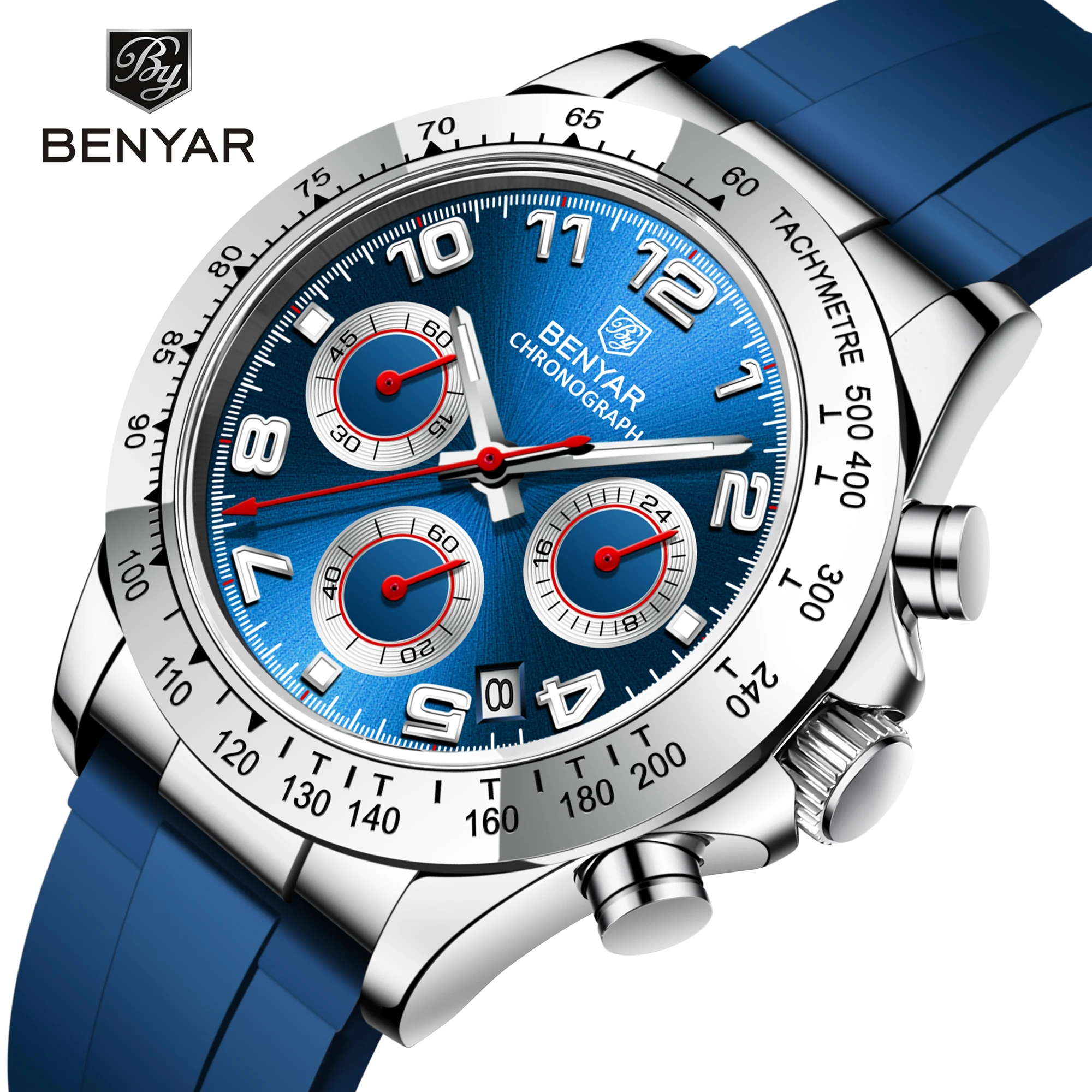 

BENYAR новые роскошные мужские кварцевые наручные часы лучший бренд из нержавеющей стали хронограф 30 м водонепроницаемые спортивные часы для ...