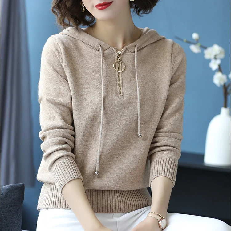 2020 Autumn and Winter New Temperament Hooded Knitwear Female Korean Simple Joker Solid Color Sweater Female sweatshirt
2020 Autumn and Winter New Temperament Hooded Knitwear Female Korean Simple Joker Solid Color Sweater Female sweatshirt