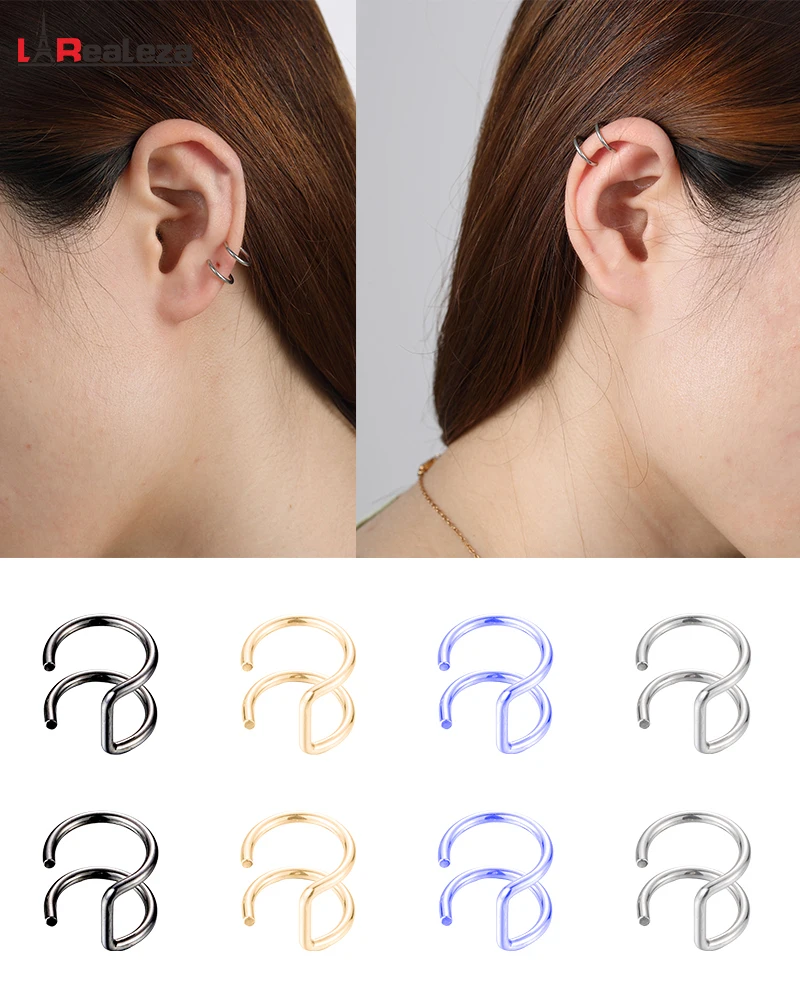 

316L Surgical Stainless Steel Two-Ring Earrings, Ladies Fashion Two-Ring Ear Clips, Nose Bend Earrings, Human Body Piercing Jewe