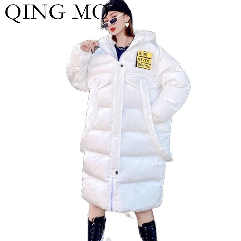 QING MO Winter Thick Hooded Cotton Jacket Women 2021 New Fashion Splicing Stand Collar Cardigan Long Warm Cotton Jacket ZWL1380
QING MO Winter Thick Hooded Cotton Jacket Women 2021 New Fashion Splicing Stand Collar Cardigan Long Warm Cotton Jacket ZWL1380