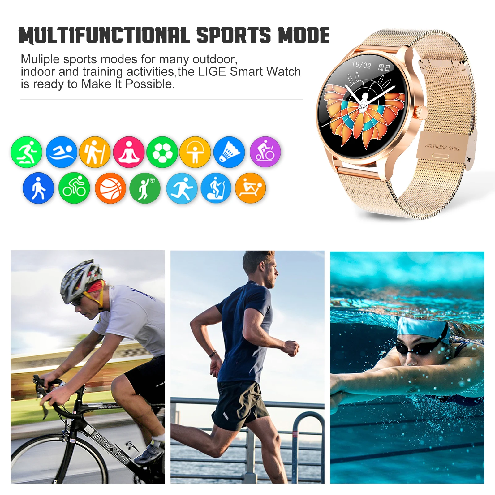 LIGE 2020 New IP68 Waterproof Smart Watches Women watch Heart Rate Sleep Monitor Fashion Activity tracker Smartwatch For xiaomi
LIGE 2020 New IP68 Waterproof Smart Watches Women watch Heart Rate Sleep Monitor Fashion Activity tracker Smartwatch For xiaomi