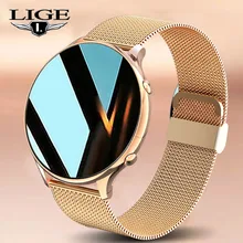 LIGE 2022 New Fashion Womens Smart Watch Full Screen Touch Waterproof Bracelet Heart Rate Monitor Lady Watches For Android IOS
