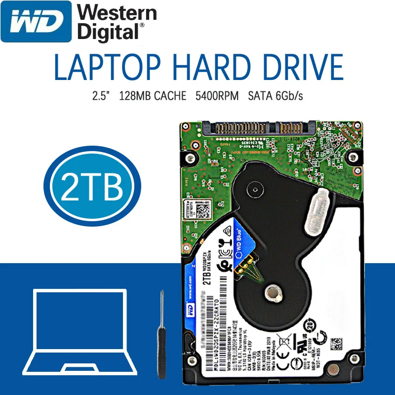 Жесткий диск WD 2 ТБ для ноутбука синий компьютера внутренний жесткий HD SATA III 128 Мб