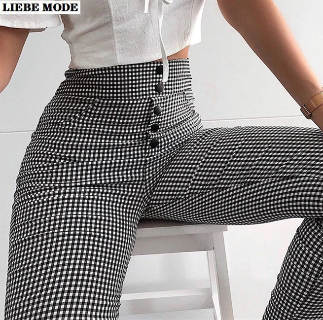 2021 Spring Streetwear Woman Elastic High Waist Pencil Pants Women Black White Plaid Elegant Slim Trousers Button Front Pantalon
2021 Spring Streetwear Woman Elastic High Waist Pencil Pants Women Black White Plaid Elegant Slim Trousers Button Front Pantalon
