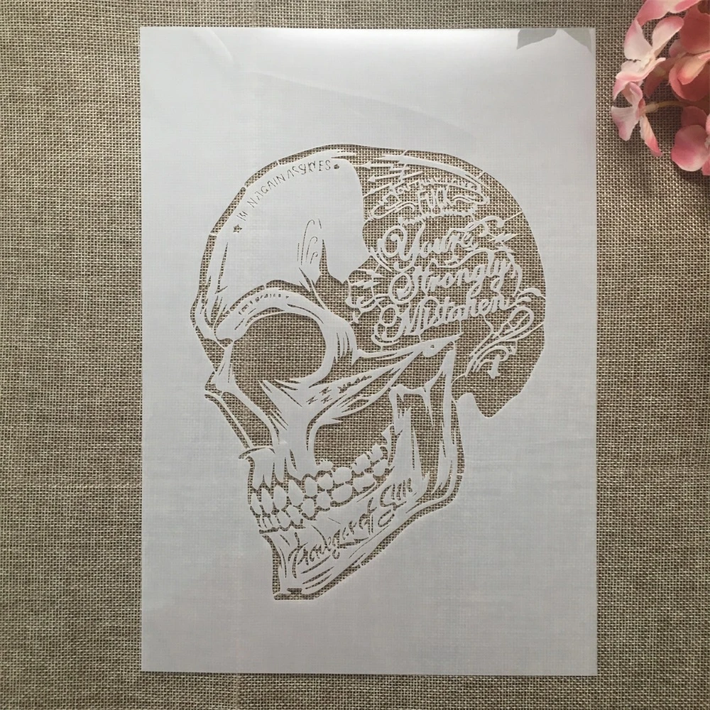 A4 29cm Awesome Skull Head Words DIY Layering Stencils Wall Painting Scrapbook Coloring Embossing Album Decorative Template
A4 29cm Awesome Skull Head Words DIY Layering Stencils Wall Painting Scrapbook Coloring Embossing Album Decorative Template