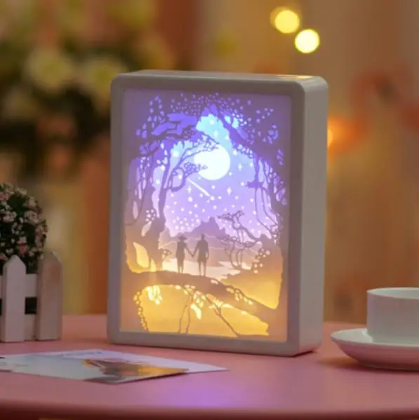 Colorful Paper-cut Art Light LED 3d Night Light Paper Carving Lamp for Home Bedroom Decor Kids Friends Birthday Holiday Gift 
Colorful Paper-cut Art Light LED 3d Night Light Paper Carving Lamp for Home Bedroom Decor Kids Friends Birthday Holiday Gift
